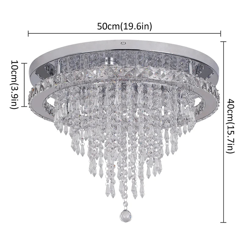 Luxury Crystal Ceiling Lamp Smart Led Dining Room Pendant Light Chandelier Remote Control.