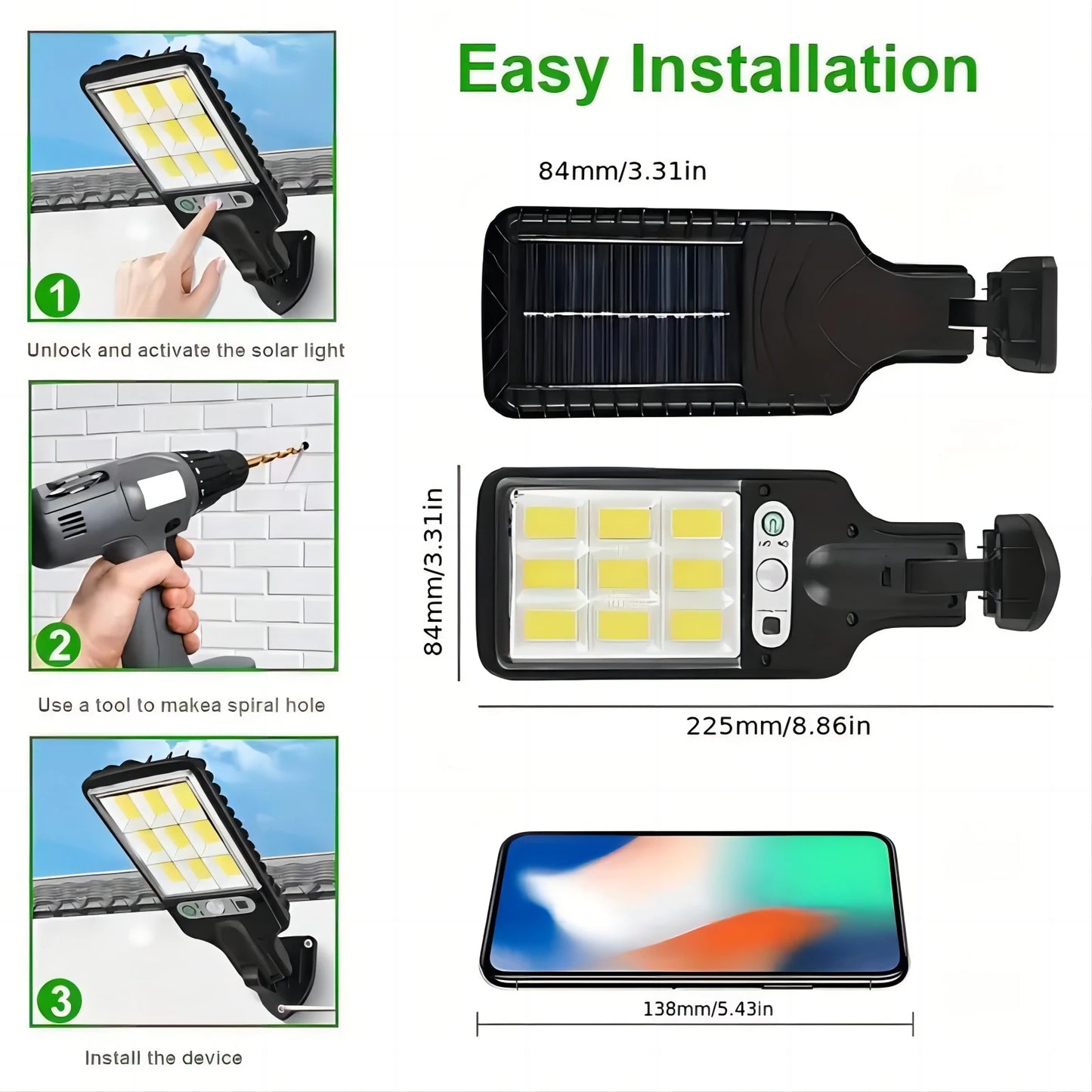 1/2/4-Pack Solar Street Lights, LED Outdoor Wall Lights, Remote Control and Motion Sensor & 3 Modes.