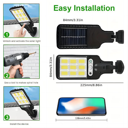 1/2/4-Pack Solar Street Lights, LED Outdoor Wall Lights, Remote Control and Motion Sensor & 3 Modes.