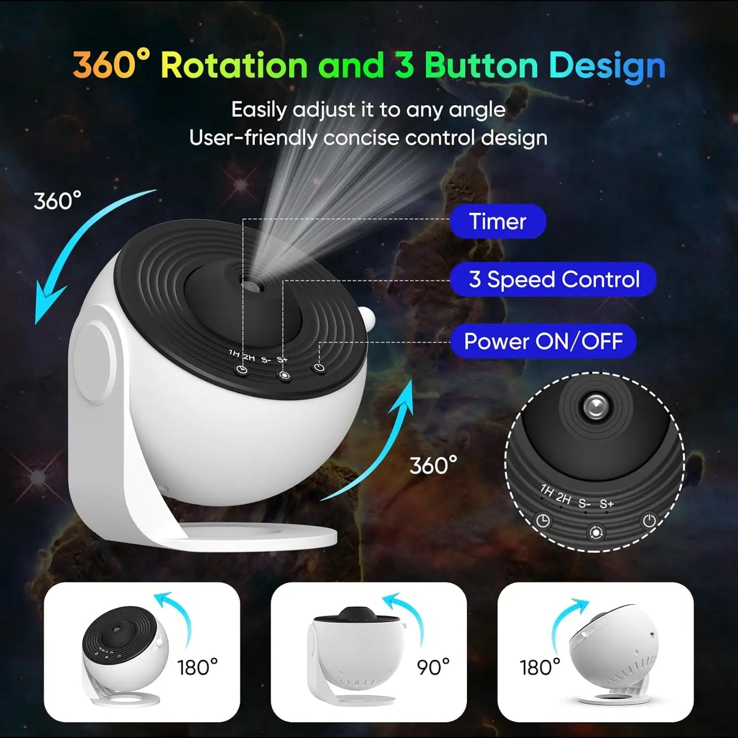 Galaxy Projector for Bedroom, HD Image Projector, Adjustable Light Knob, 13 Film Discs, for Kids.