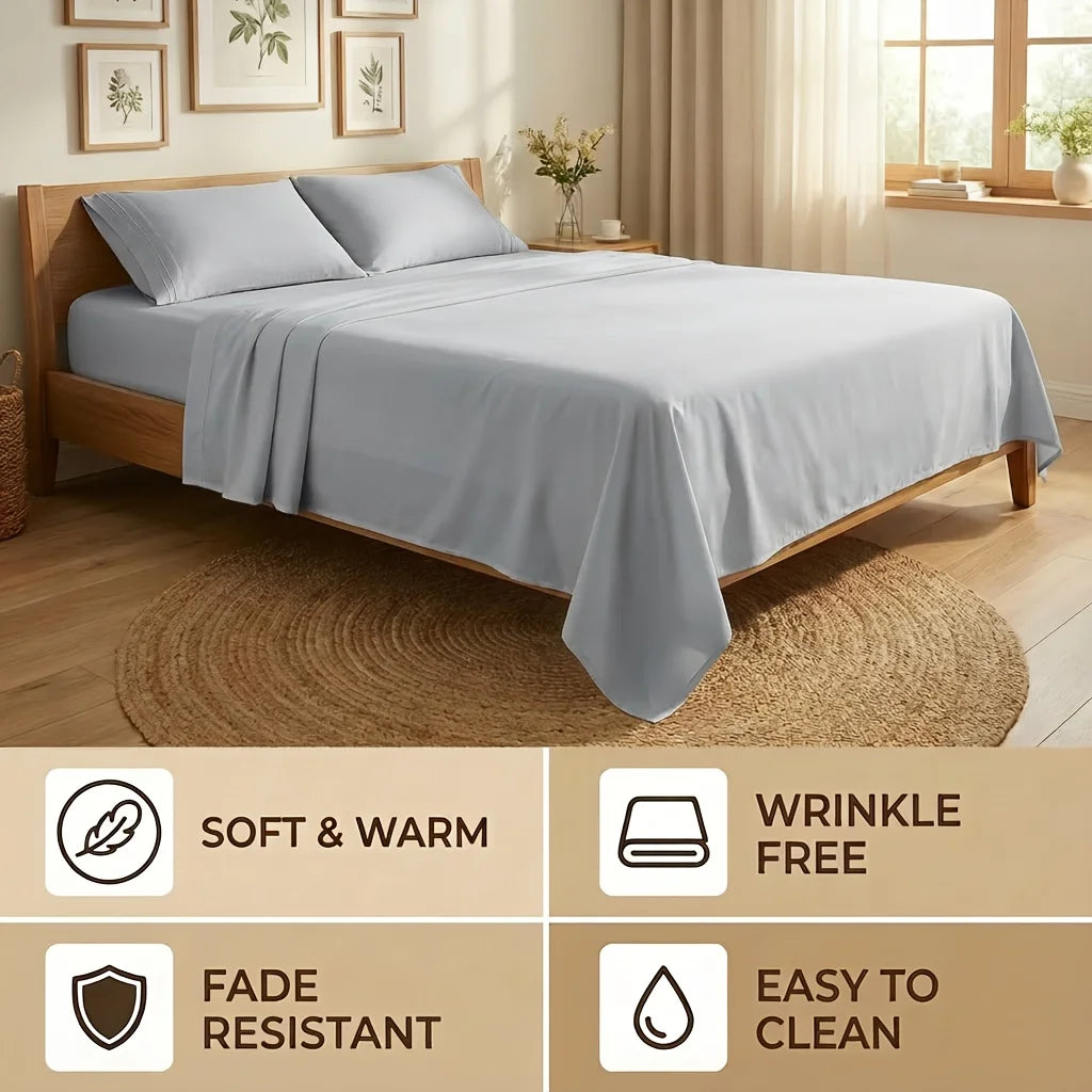 Cooling Bamboo Bed Sheets Set for Twin, Full, Queen, King and California King Size Bed.