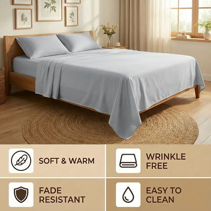 Cooling Bamboo Bed Sheets Set for Twin, Full, Queen, King and California King Size Bed.