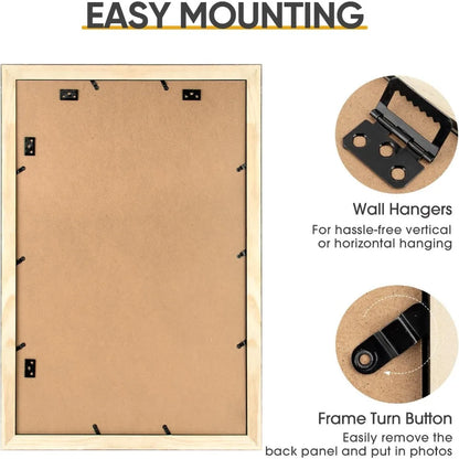 16x24 Solid Wood Black Frame with Tempered Glass for Wall Display.