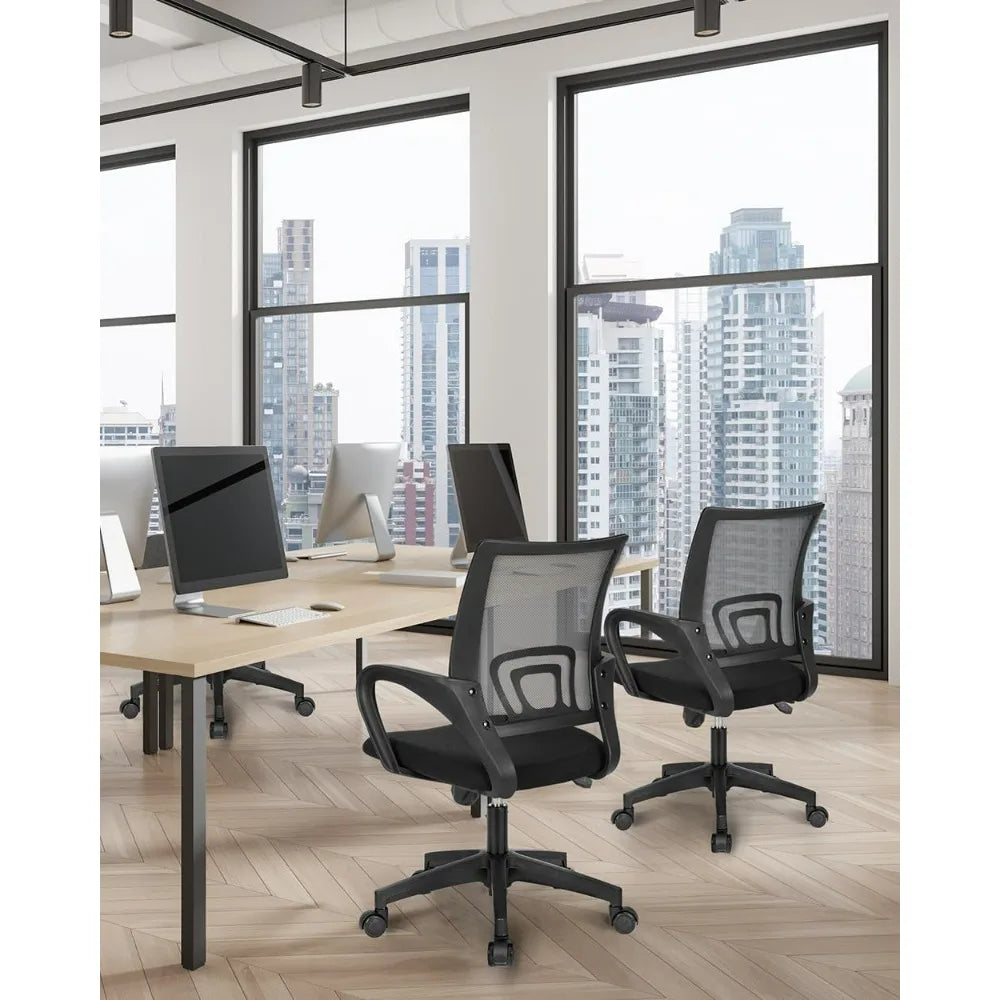 NEO CHAIR Black Mesh Gaming Office Chair Mid Back Lumbar Support Adjustable Height, Swivel.