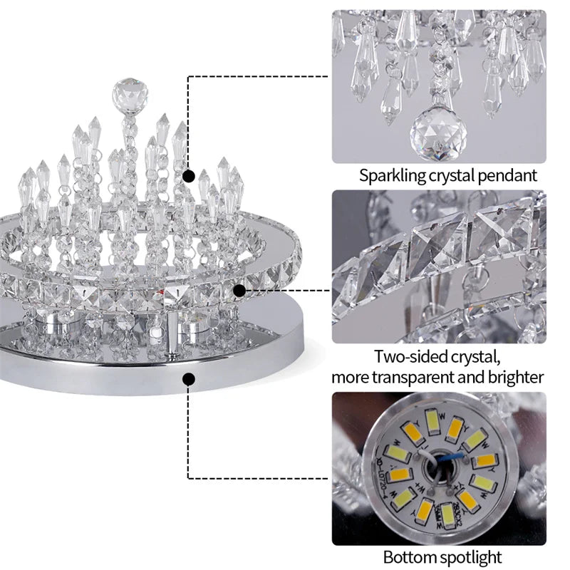Luxury Crystal Ceiling Lamp Smart Led Dining Room Pendant Light Chandelier Remote Control.