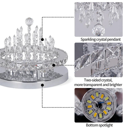 Luxury Crystal Ceiling Lamp Smart Led Dining Room Pendant Light Chandelier Remote Control.