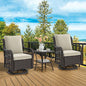 3-Piece Wicker Swivel Rocking Patio Set, 2 Chairs & Glass Table, Outdoor Furniture for Porch & Backyard.
