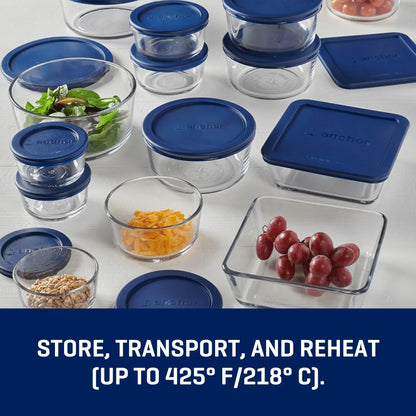 Glass food storage containers with lids, 30 pieces, durable, dishwasher and microwave safe
