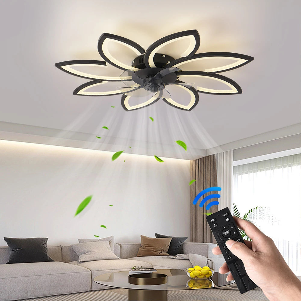 Modern Dining Table LED Lamp Ceiling Fan Light Remote Ventilator Home Lighting.