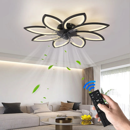 Modern Dining Table LED Lamp Ceiling Fan Light Remote Ventilator Home Lighting.