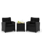 3 Pieces Patio Furniture Set, PE Rattan Wicker Outdoor Sofa Set w/Washable Cushion and Tempered Glass.