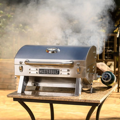 Portable Propane Gas Grill with Folding Legs, Chrome-Coated Warming Rack in Stainless Steel, Model