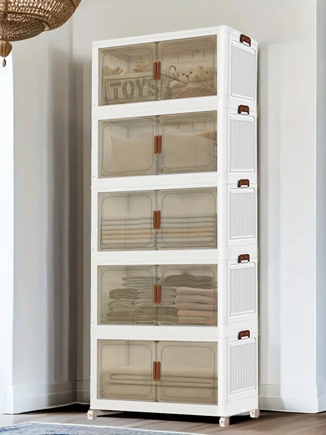 5layer Versatile 1-5 Layer Folding Storage Cabinet with Magnetic Doors - Dustproof, Waterproof for Clothes