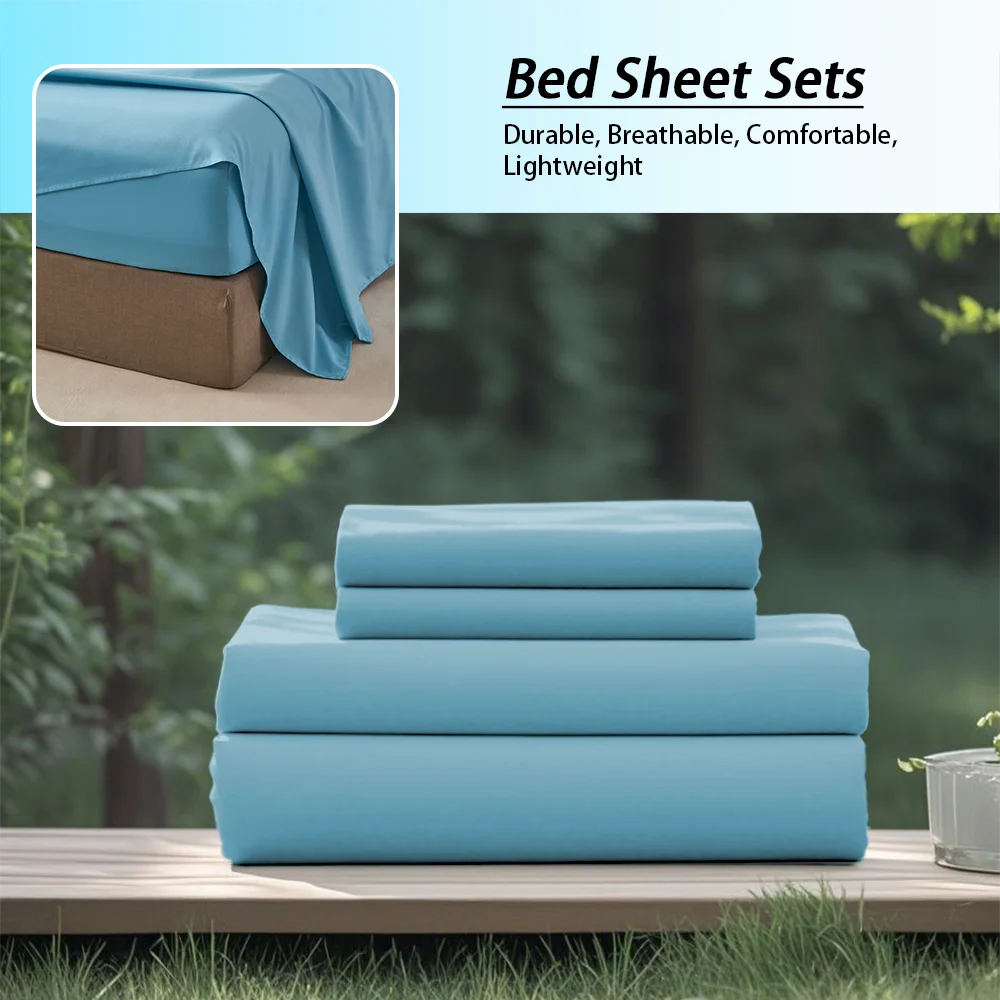 3/4Pcs soft solid color fashionable home bedding set, 1 fitted sheet, 1 flat sheet, 1/ 2 pillowcases