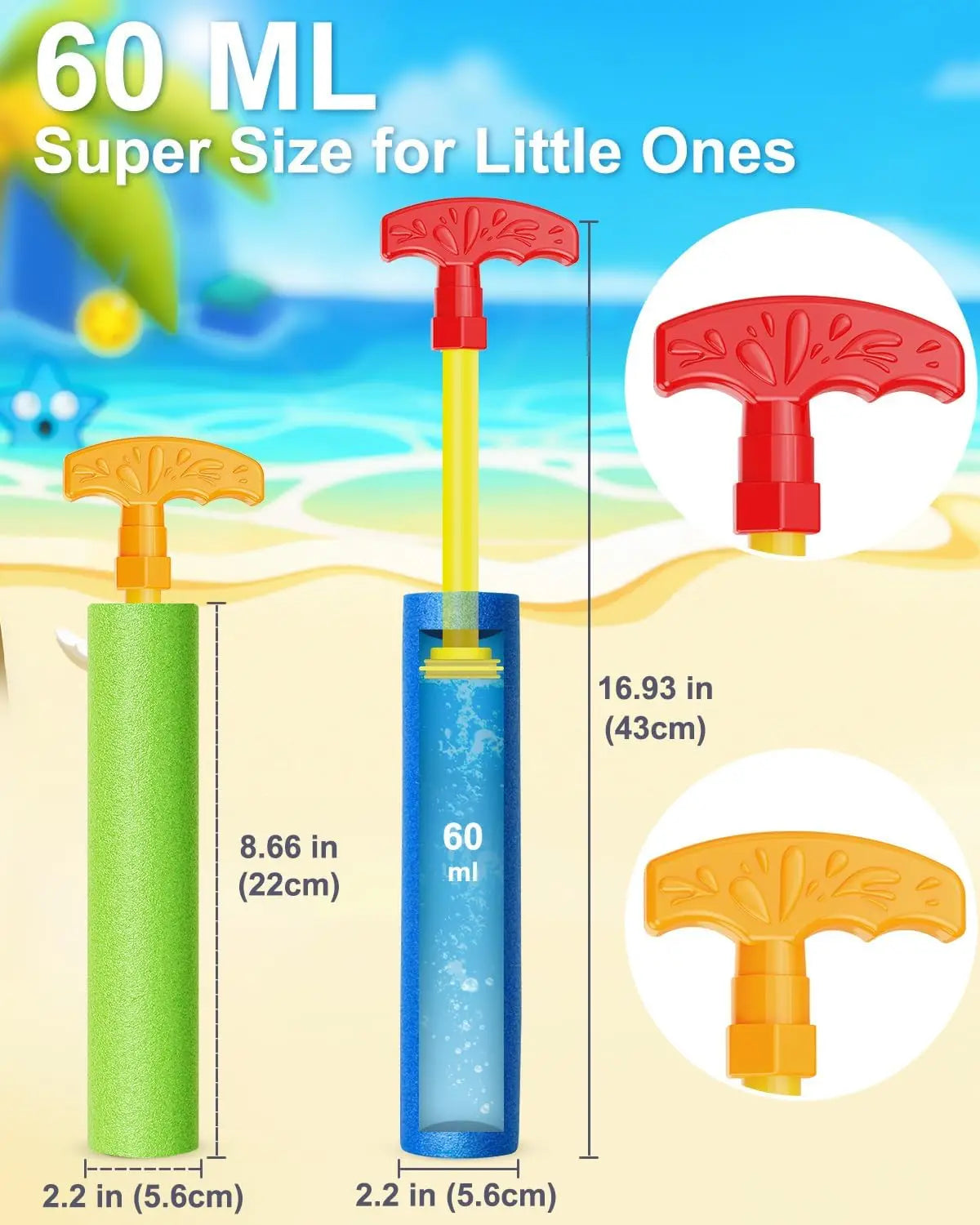 40ft Range Water Blaster Guns 6-Pack, Toys for Kids Adults Pool Beach Summer Fun