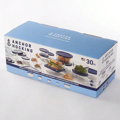 Glass food storage containers with lids, 30 pieces, durable, dishwasher and microwave safe