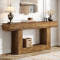 Tribe signs 63" Console Table, Farmhouse 2-Tier Entryway Table with U-Shaped Base, Narrow.
