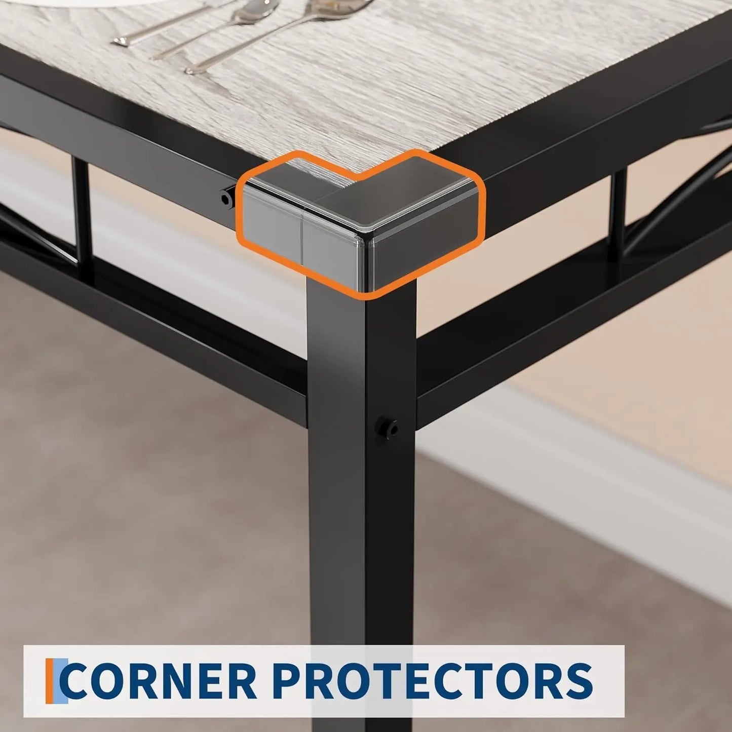 Dining Table Set for 4, Wood Table & Chairs Set of 4 with Corner Protector, Upholstered.