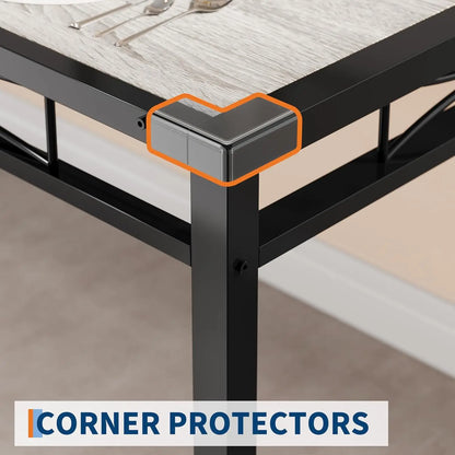 Dining Table Set for 4, Wood Table & Chairs Set of 4 with Corner Protector, Upholstered.