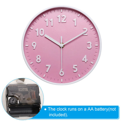 8 Inch Wall Clock 3D Number Quartz Battery Operated Silent Non-Ticking Round Wall Clocks Decorative.