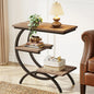 Tribesigns C-Shaped End Table, Industrial 3-Tier Small Table, Wood Bedside Table, with Storage Shelves.