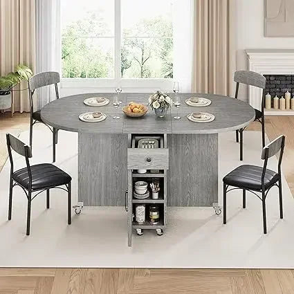 Compact 4-Person Folding Dining Set: Space-Saving Kitchen Table and Chairs Combo