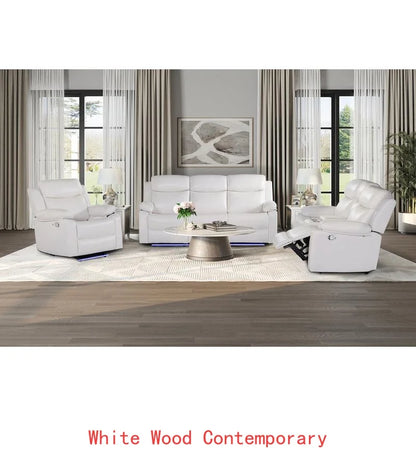 3-Piece Reclining Sofa Set with LED Lights – Sofa, Loveseat & Recliner for Living Room.