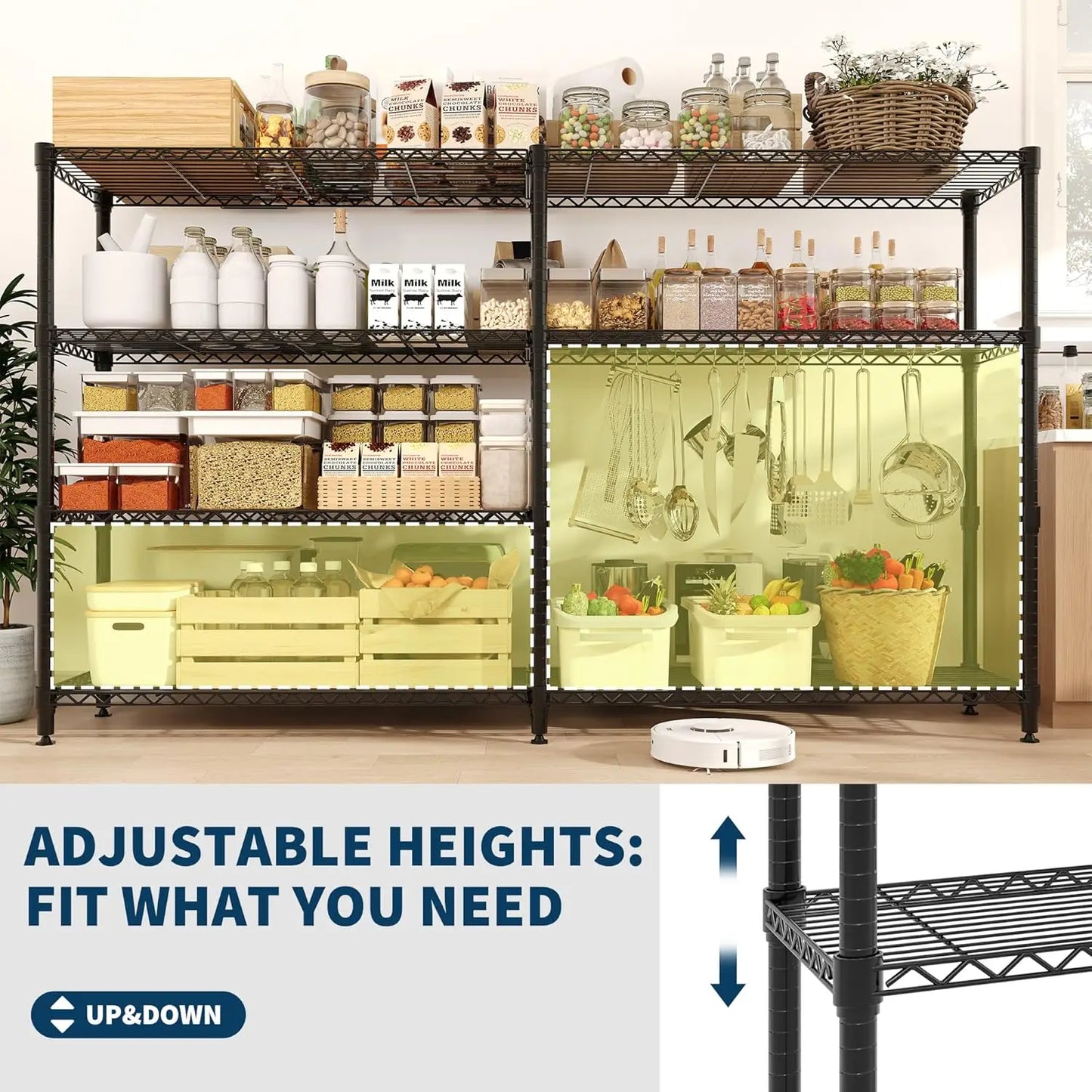 Heavy Duty Storage Shelves 4/5 Tiers Metal Shelving Unit Adjustable Organization Pantry Shelves.
