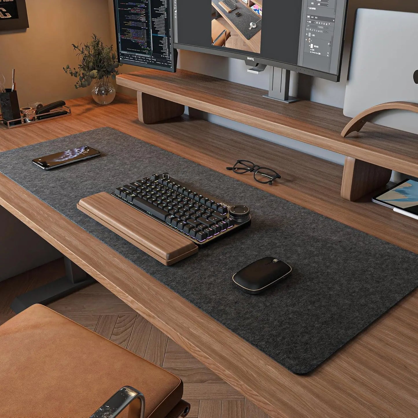 Felt Desk Computer Mat, Large Felt Mouse Pad and Keyboard Desk Protector for Office.