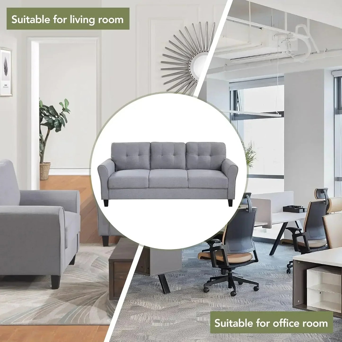 [Best Seller!]3-Piece Living Room Sectional Sofa Set, Modern Style Button Tufted Linen Loveseat & Sofa.