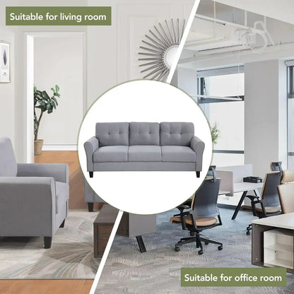 [Best Seller!]3-Piece Living Room Sectional Sofa Set, Modern Style Button Tufted Linen Loveseat & Sofa.
