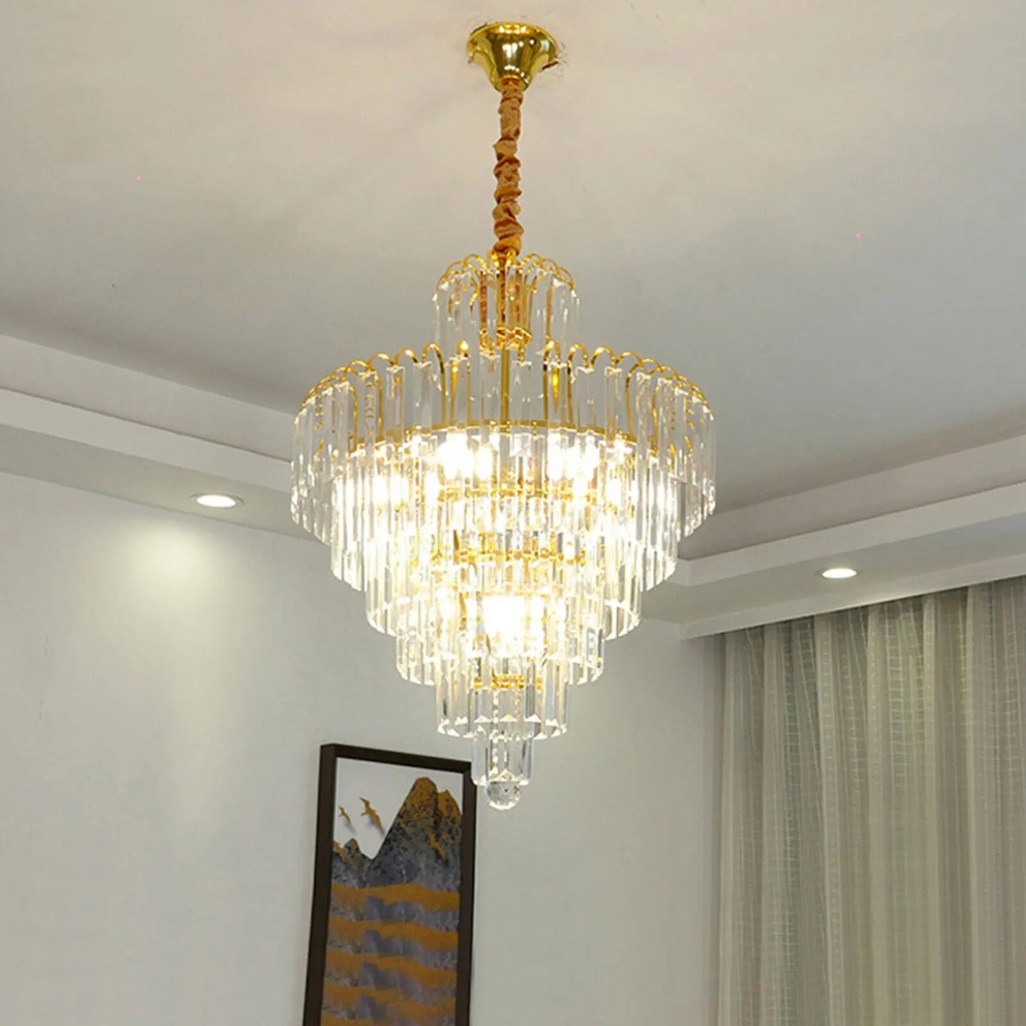 Luxury Crystal Chandelier Modern Ceiling Light Pendant Fixture Lighting, Elegant Decor.