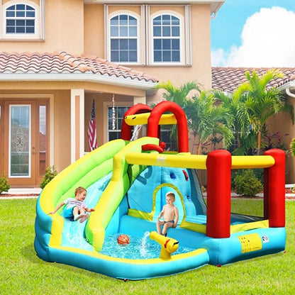 Inflatable Water Slide Bounce House with Splash Pool Climbing Wall for Backyard.