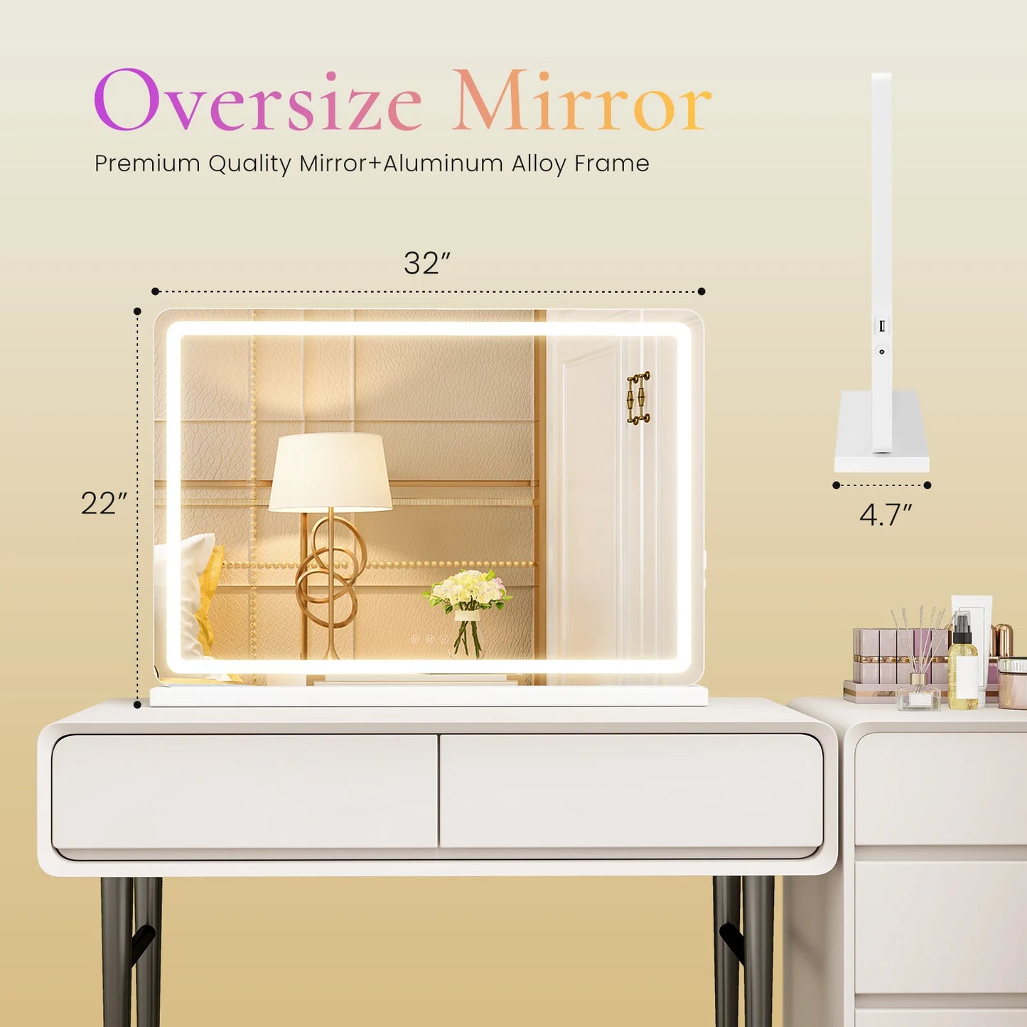 LED Vanity Mirror with Lights and Aluminum Frame