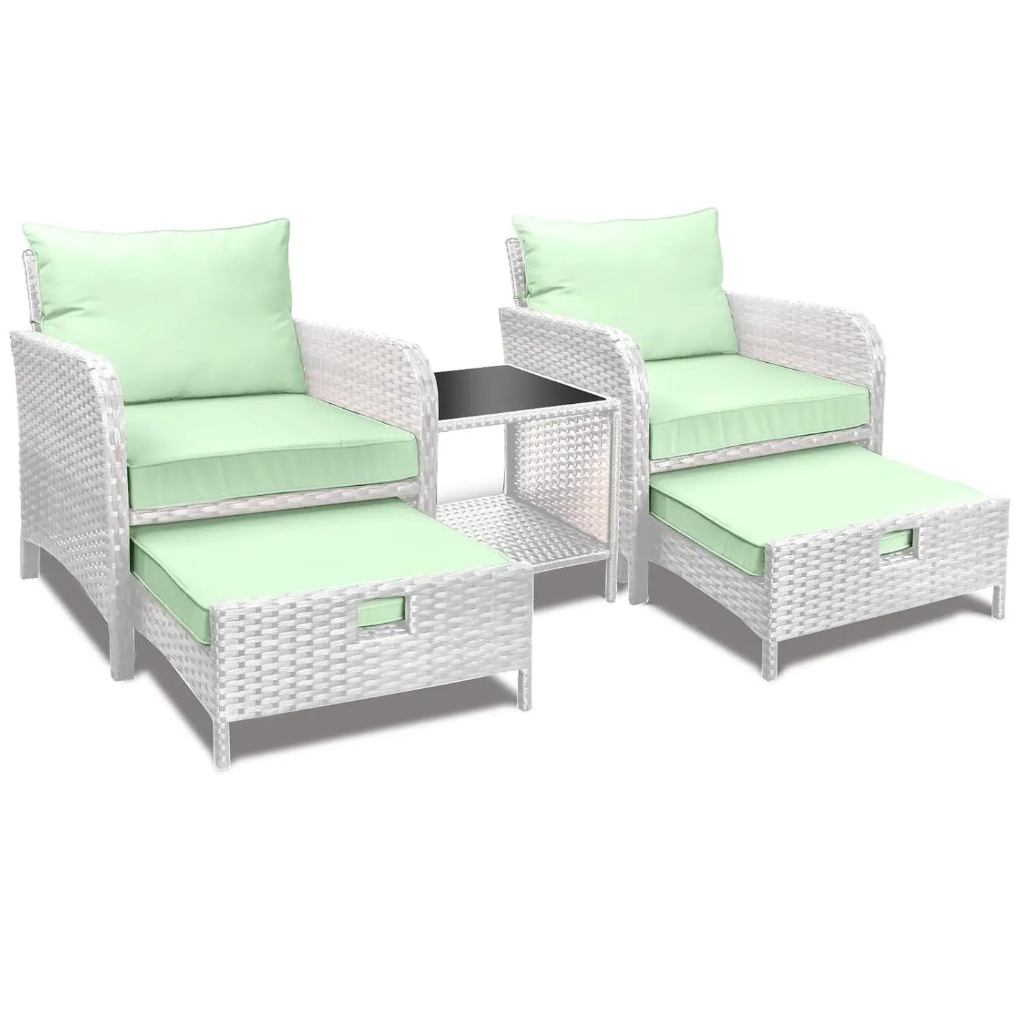 Balcony Furniture 5 Piece Patio Conversation Set, PE Wicker Rattan Outdoor Lounge Chairs.
