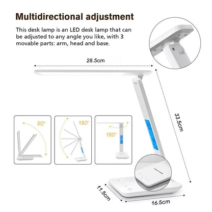 10W QI Wireless Charging LED Desk Lamp USB Charging Port Sliding, Dimmable, Auto Timer.