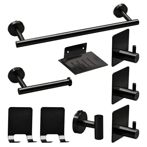 Bathroom Hardware Set 7Pcs Bathroom Towel Rack, Hand Towel Bars Toilet Paper Holders, Towel Rings, Robe Hooks