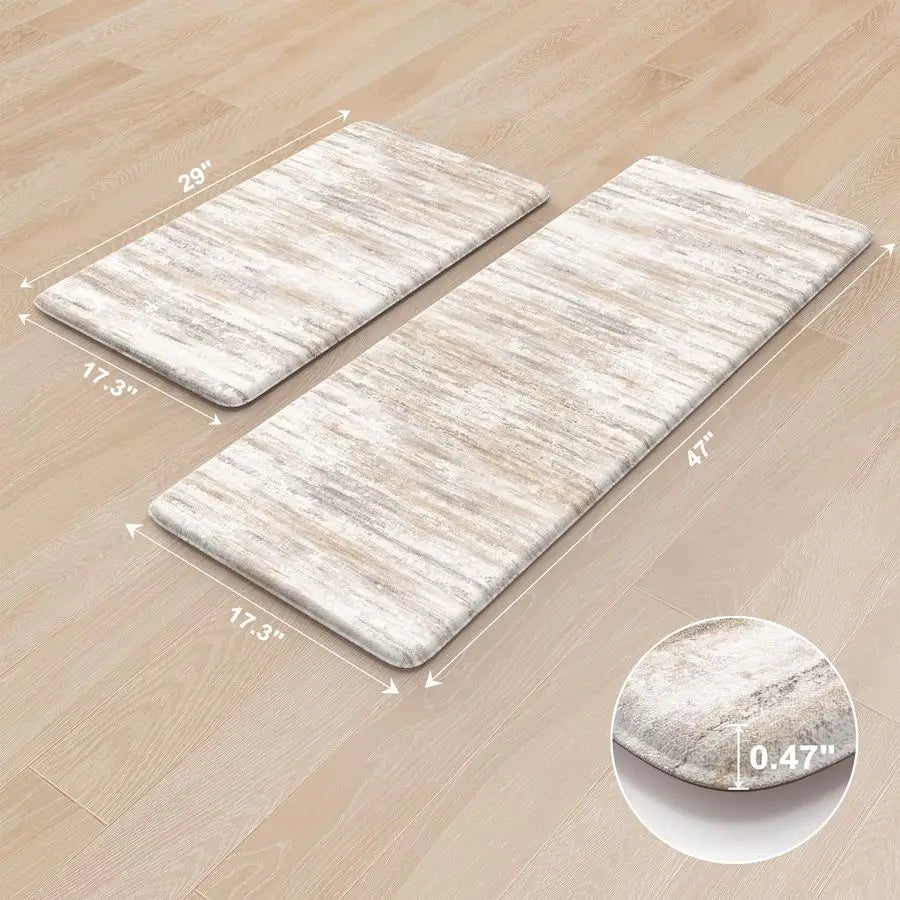Anti Fatigue Kitchen Mats for Floor 2 Piece, Cushioned Abstract Kitchen Rugs, Memory Foam.