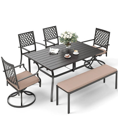 Patio Dining Set for Outdoor Table and Chairs Set with Umbrella Hole, 2 Leg Chairs,