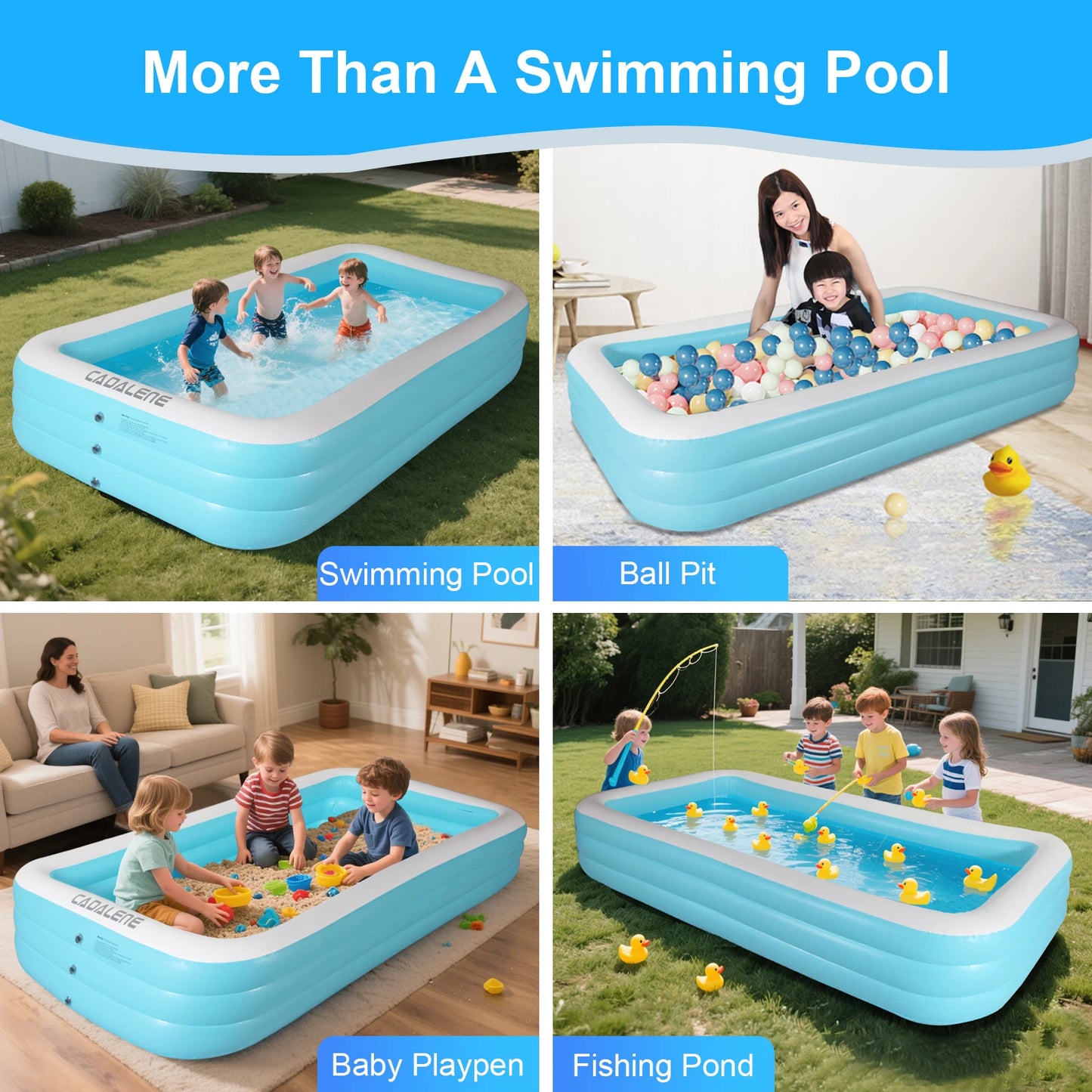 Inflatable swimming Pool for Kids and Adults, Large kiddie Blow Up Pool for Outdoor, Backyard.