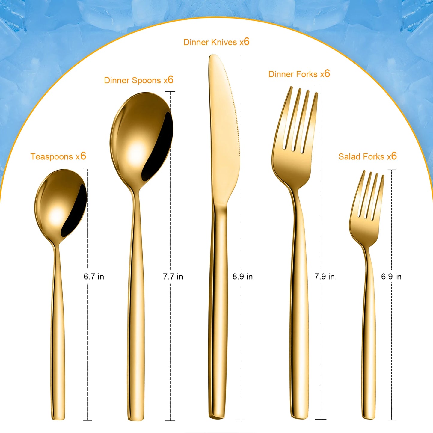 Stainless Steel, 30-Piece Silverware Set for 6, Modern Elegant Utensils, Dishwasher Safe.