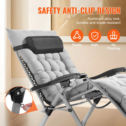 Zero Gravity Chair, Recliner Lounge Chair Adjustable with Cushion Footrest & Cupholder.