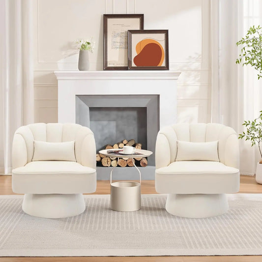 360° Swivel Barrel Accent Chair Modern Round Armchair & Plush Padding Velvet Fabric Upholstered.