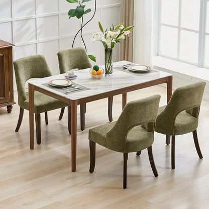 Wooden Dining Chairs Set of 4, Mid Century Modern Chenille Upholstered.