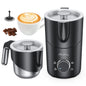 Milk Frother and Steamer, 8-in-1 Electric Frother for Coffee, Detachable Milk Steamer- Dishwasher Safe.