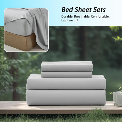 3/4Pcs soft solid color fashionable home bedding set, 1 fitted sheet, 1 flat sheet, 1/ 2 pillowcases