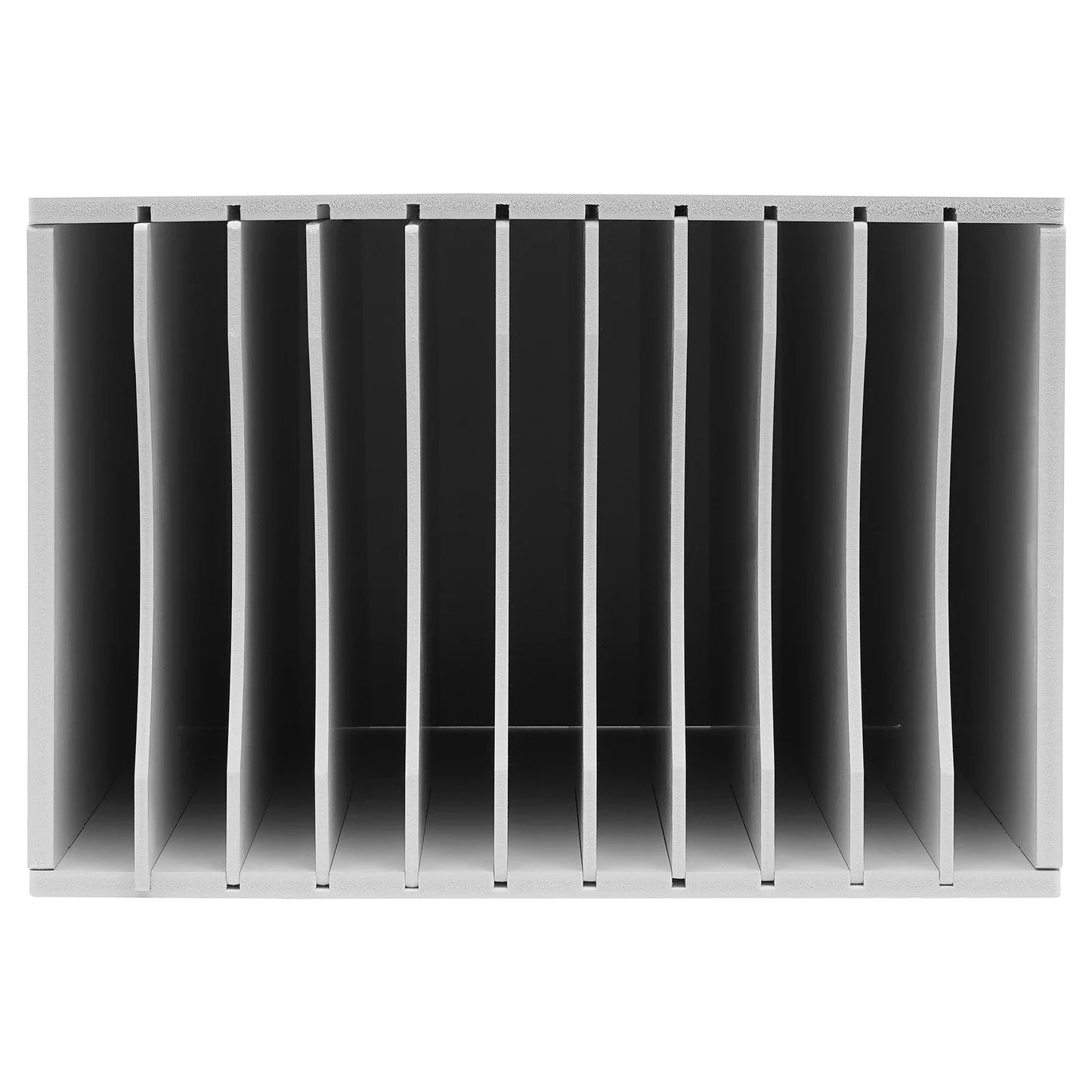 Adjustable Desktop File Organizer, 11 Compartments, Removable Dividers for Office Supplies.