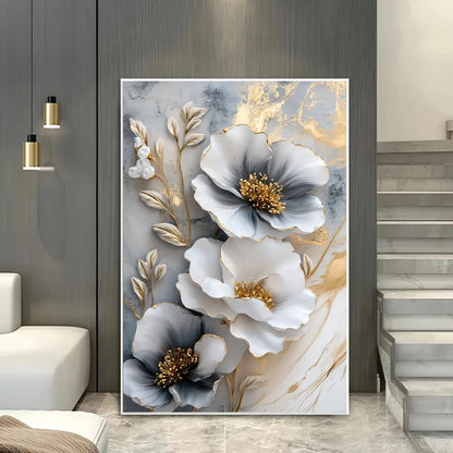 1 modern luxury floral canvas mural, framed 3D floral painting, decoration
