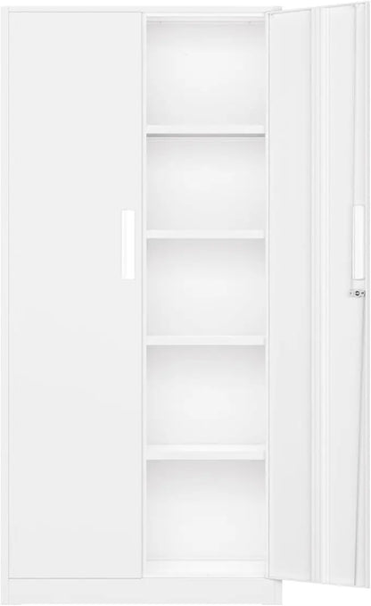 Metal Garage Storage Cabinet, Locking Doors & Adjustable Shelves Tall Storage for Home