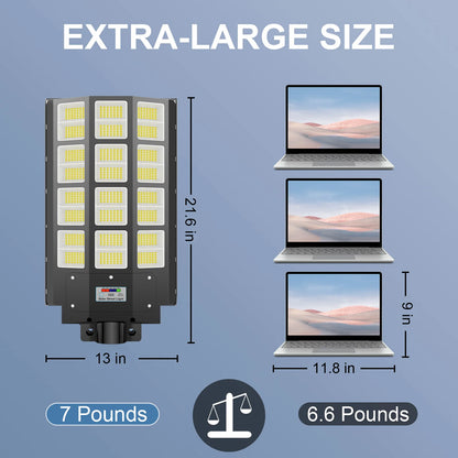 5000W Solar Street Light 300000Lm Solar, Dusk to Dawn 6500k IP65 Waterproof.